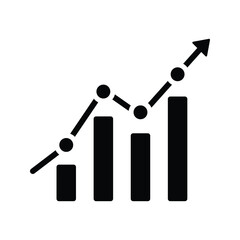 Cumulative, graph icon.