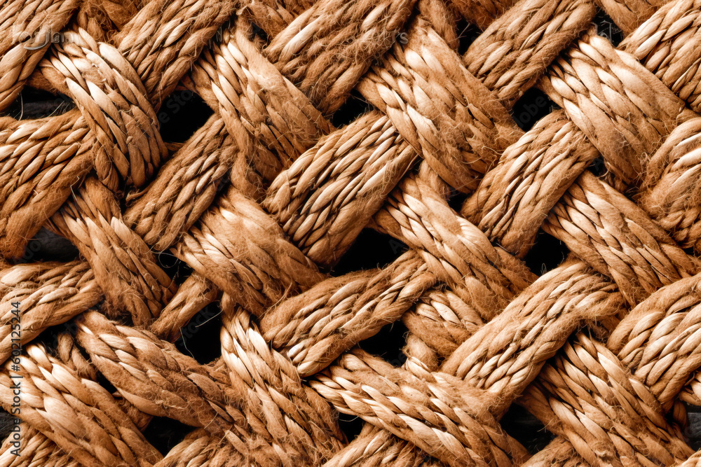 Poster rattan texture background. close-up image of a rope. generative ai