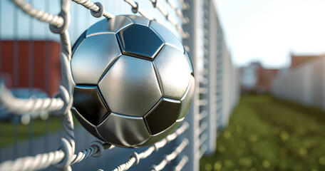 Graphic banner of a soccer ball, contemporary design. Generative Ai. 
