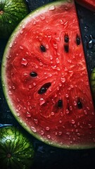 Fresh watermelon slice in water, Generative AI illustrations