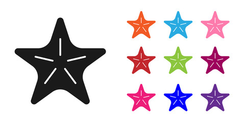 Obraz premium Black Starfish icon isolated on white background. Set icons colorful. Vector