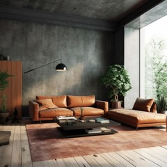 Luxury modern living room interior, interior with sofa,Generative, AI, Illustration.