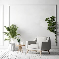 White wall interior living room have sofa and decoration minimal,3d rendering,Generative, AI, Illustration.