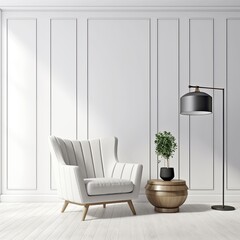 White wall interior living room have sofa and decoration minimal,3d rendering,Generative, AI, Illustration.