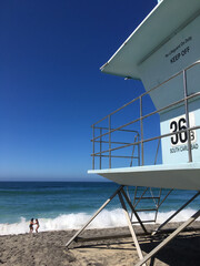 Lifeguard tower at Carlsbad State Beach in Carlsbad, California, USA