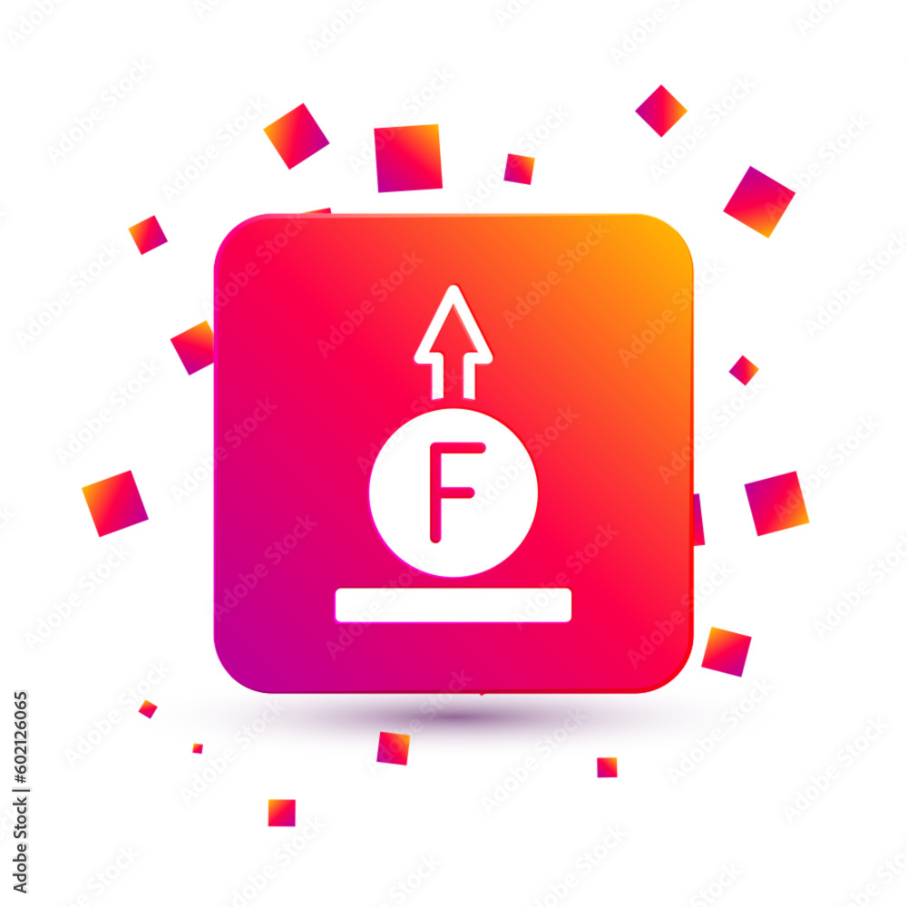 Poster white force of physic formula calculation icon isolated on white background. square color button. ve