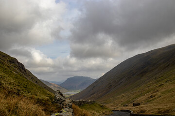 The hills and valleys near Kirkstone Pass in the Lake District, Cumbria, UK