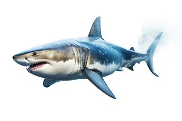 Great White Shark Isolated on White Background. Generative AI technology.