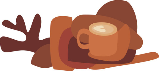 An abstract vector illustration on the concept of coffee break on an isolated white background