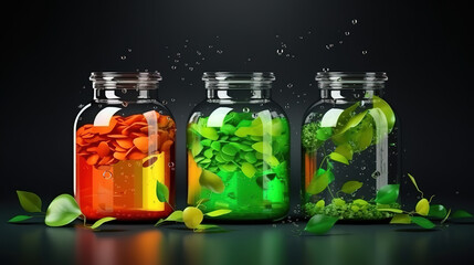 Eco friendly words hand written, fresh green leaves blurred background. Generative ai