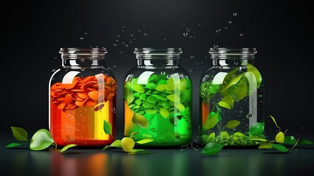 Eco friendly words hand written, fresh green leaves blurred background. Generative ai