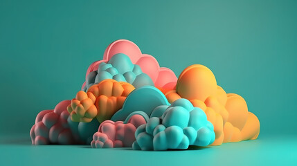 Polygonal clouds in different colors. Generative ai