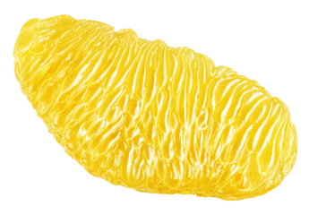 Flesh of lemon citrus slice isolated on transparent background. Lemon pulp. Full depth of field.