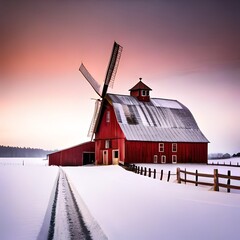 windmill in winter