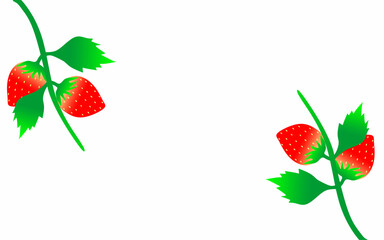 strawberry with left isolated white background 