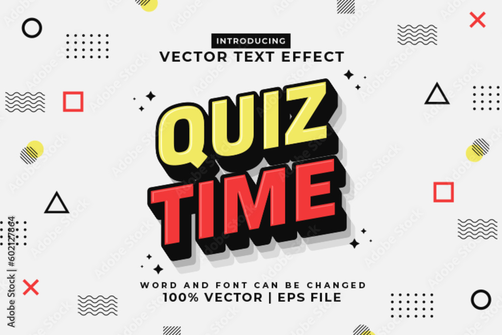 Canvas Prints editable text effect quiz time 3d cartoon template style premium vector - Canvas Prints