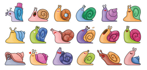 Animal of snail vector set icon.Illustration of isolated color icon slow animal. Vector illustration set snail on white background . © Svitlana