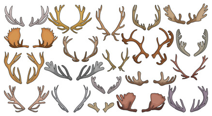 Elk horn crumbs vector color set icon. Vector illustration antler reindeer on white background. Isolated color set icon elk horn.