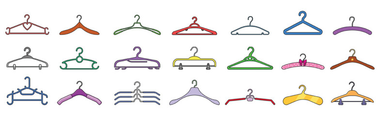 Hanger isolated color set icon. Color vector set icon cloth equipment. Vector illustration hanger on white background.