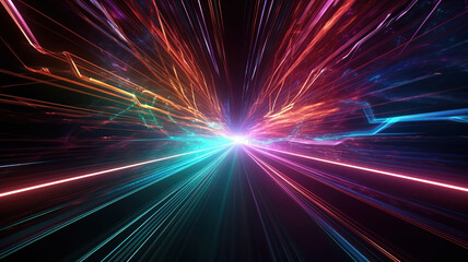 3d rendering movement through stars hyper jump into another galaxy speed. Generative ai