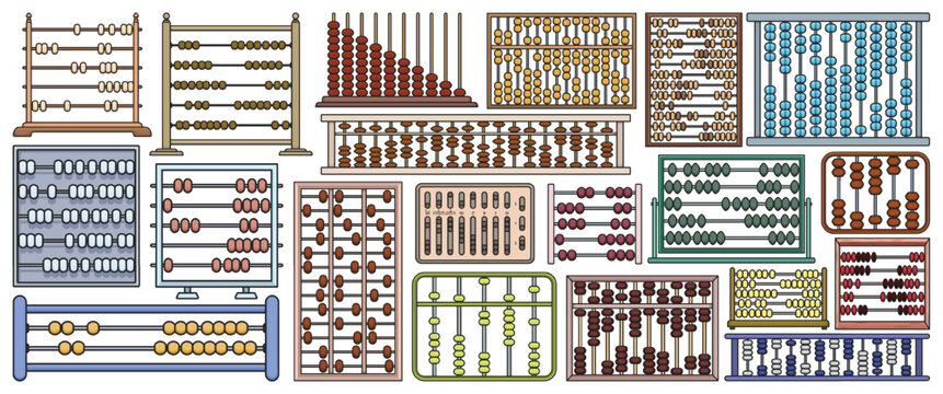 Abacus vector color icon set . Collection vector illustration tool for counting on white background.Isolated color illustration icon set of abacus for web design