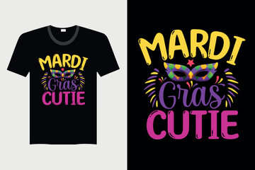 Mardi Gras Cutie - Mardi Gras T-shirt Design, Vector Graphic, Vintage, Typography, T-shirt Vector