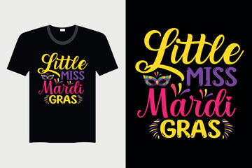 Little Miss Mardi Gras - Mardi Gras T-shirt Design, Vector Graphic, Vintage, Typography, T-shirt Vector