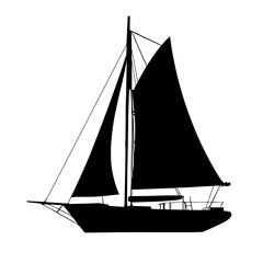 silhouette of a sailboat, silhouette of a yacht	