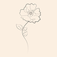 Botanical arts. Hand drawn continuous line drawing of abstract flower.Vector illustration.
