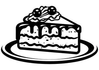 Vector illustration of a piece of cake on a plate