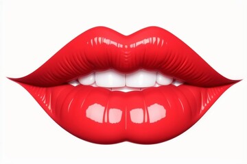 Obraz premium Sexy red lips close-up, generative ai