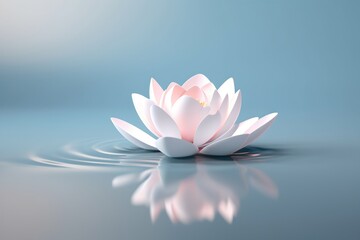 Zen lotus flower on water, meditation, serenity and spirituality concept, illustration generative ai