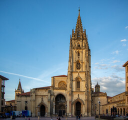 Fototapeta na wymiar Oviedo Cathedral in day time Asturias, Spain