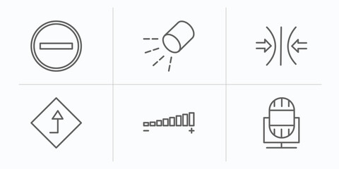 user interface outline icons set. thin line icons such as subtraction, lightining, compress, go, volume, voice recorder vector.