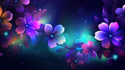 Fototapeta na wymiar Glow and Shine: Colorful Abstract Banner with Flowers and Copy Space Design: Generative AI