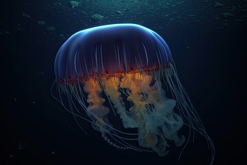 Mesmerizing Jellyfish in the Deep Blue Sea - An Underwater Aquatic World of Nature: Generative AI