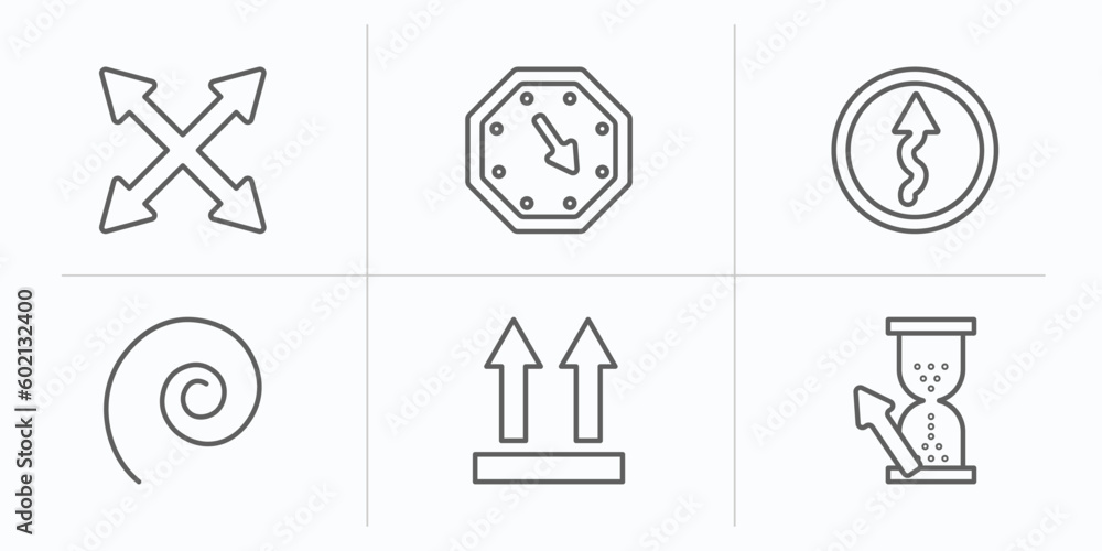Poster user interface outline icons set. thin line icons such as expand button, corner widget, curvy road w