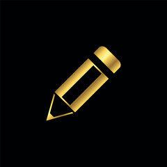 Gold Pencil Icon Vector Template