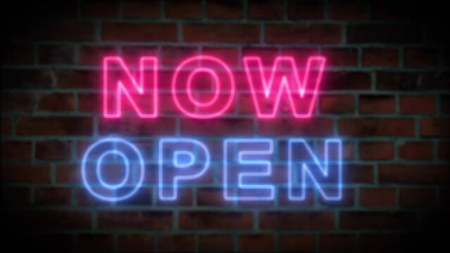 Now open text neon with brick background,