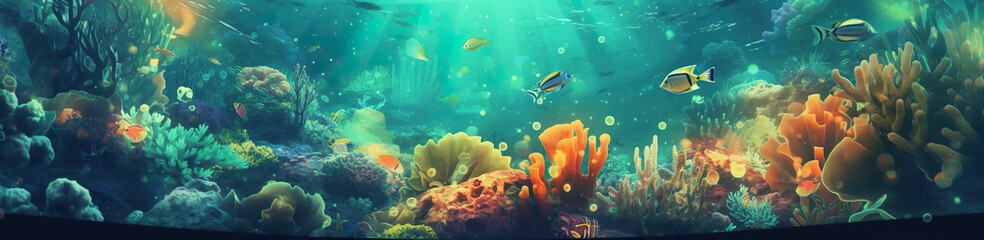 Fototapeta na wymiar An underwater scene with fish and corals. Generative AI.