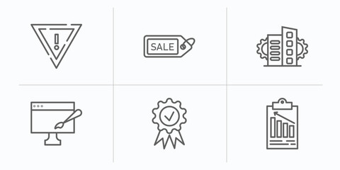 marketing outline icons set. thin line icons such as yield, sale, enterprise, web graphic, benefits, result vector.