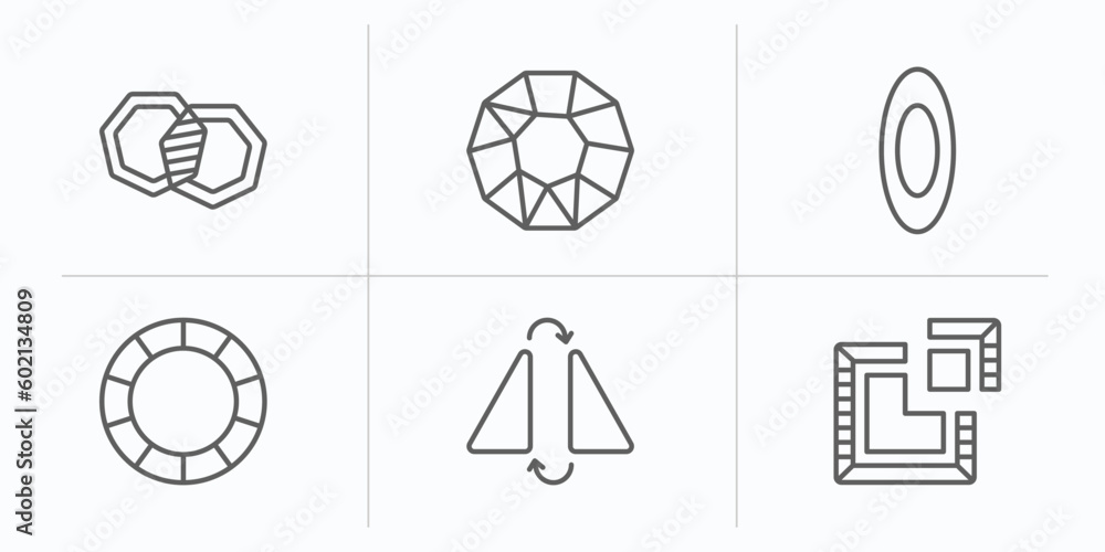 Poster geometric figure outline icons set. thin line icons such as intersection, polygon, oval, circular, f