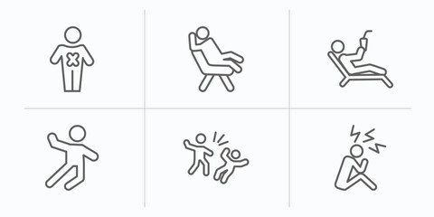 feelings outline icons set. thin line icons such as terrible human, comfortable human, relaxed human, excited bad stressed vector.