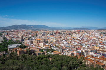 Aerial view of Downtown with Malaga Cathedral - Malaga, Andalusia, Spain