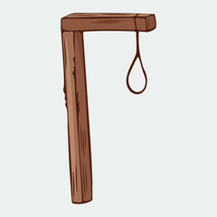 Hand-drawn wooden gallows with doodle loop vector illustration