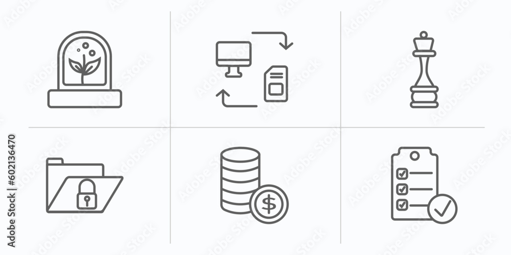 Poster artificial intellegence outline icons set. thin line icons such as artificial atmosphere, data trans