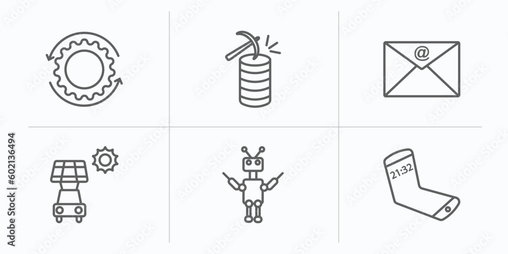 Poster artificial intellegence outline icons set. thin line icons such as processing, data mining, mail, so