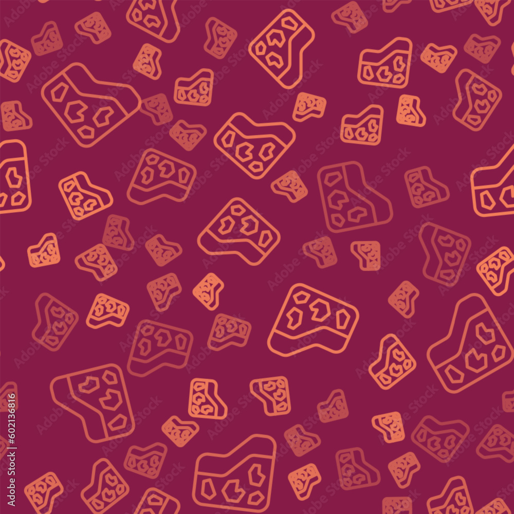 Poster brown line ground icon isolated seamless pattern on red background. vector