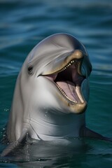 illustration, a dolphin swimming in the sea, generative ai