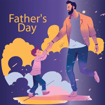 Happy Father's Day, father playing with his child, Father's Day greeting card